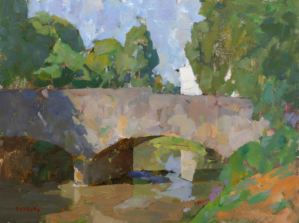 Along the bridge