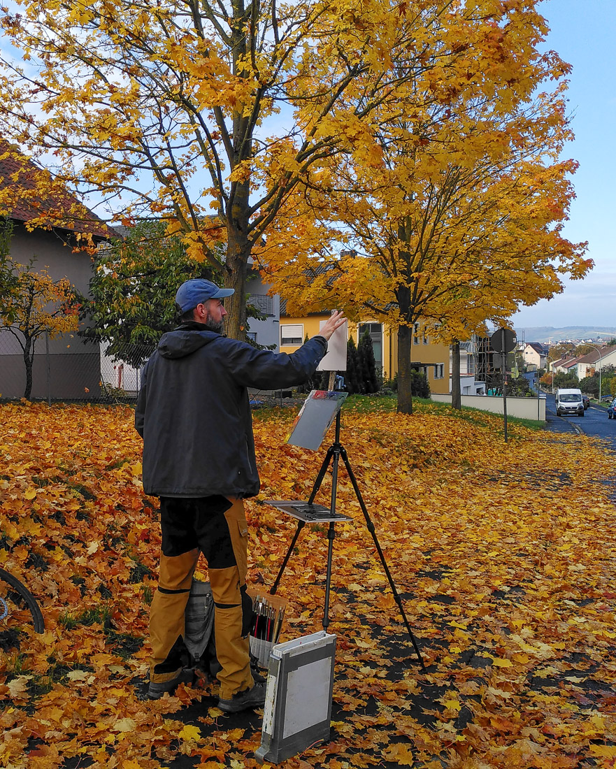 Björn Wirtz plein air painting in the fall.