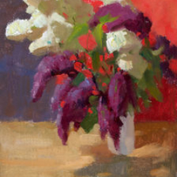 Lilacs on red