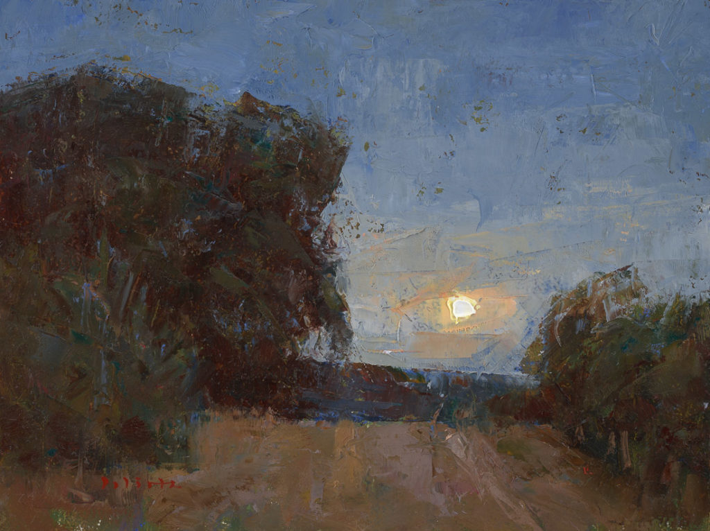 Moonrise by the oaks