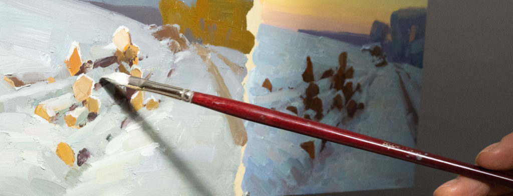 Paintbrush on canvas
