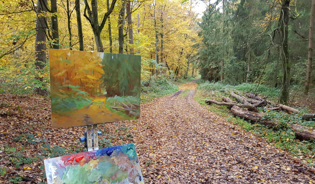 Plein air painting in the fall