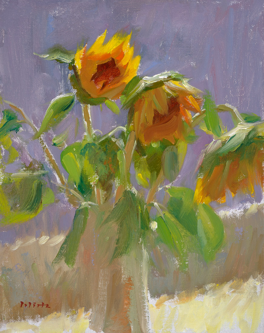Sunflowers on windowsill